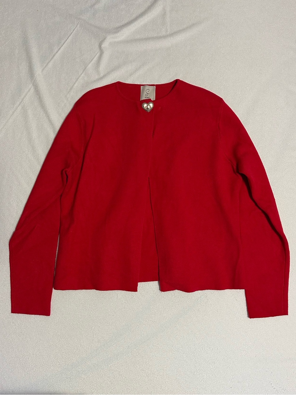 Sioni Red Knit Cardigan with Heart Lock Charm